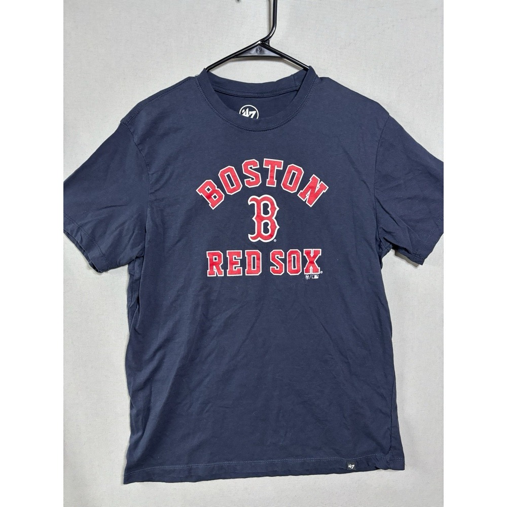 Boston Red Sox Shirt Adult M Tee 47 Brand Spellout Logo Graphic Navy Blue MLB